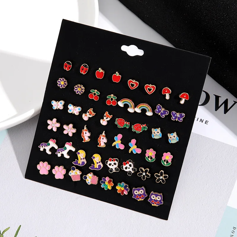 

Christmas Gifts Cute Unicorn Butterfly Animals Mermaid Colorful Stud Earrings Sets for Girls Kids Women Pack Earring