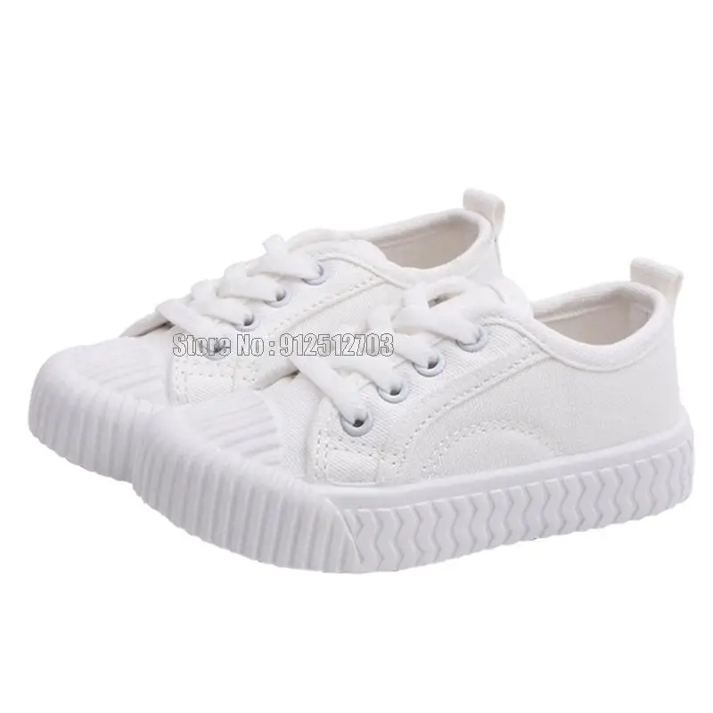 Baby Child White/black Sneaker Spring Lace-up Leisure Kid Comfort Boy/girl Canvas Shoes 5