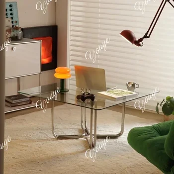 A-XM Table basse minimaliste Unique décoration en verre Transparent Table basse moderne Meubles de salon de luxe meubles postmodernes