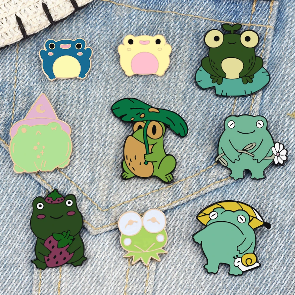 Wizard Frogs Enamel Pin Cute Big-eye Frog Cub Brooch Creative Animal  Holding Leaves Umbrella Badge Cartoon Jewelry Gift for Kids - AliExpress