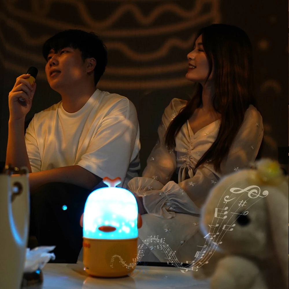 Zealsound 무선 휴대용 프로젝션 블루투스 스피커, 마이크 포함, 어린이 및 성인용 홈 가라오케 기계, RGB 조명 포함