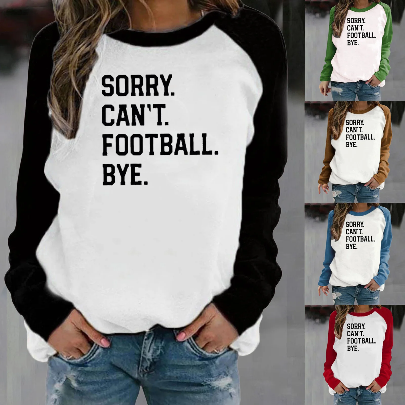 

Womens Casual Long Sleeve Crew Neck Letter Printed Pullover Hoodless Sweatshirts Fit blouse tops Loose fit Gothic