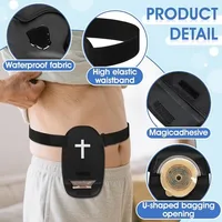 1/2 PCS Sacs de protection pour stomie avec ceinture réglable, pochettes de douche imperméables pour stomie, urostomie, ileostomie et récupération, avec motif croix 3