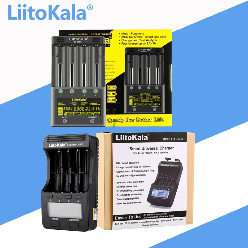 Liitokala Lii-500s Lii-500 Lii-600 Lcd 3.7v 1.2v 18650 26650 21700 ...