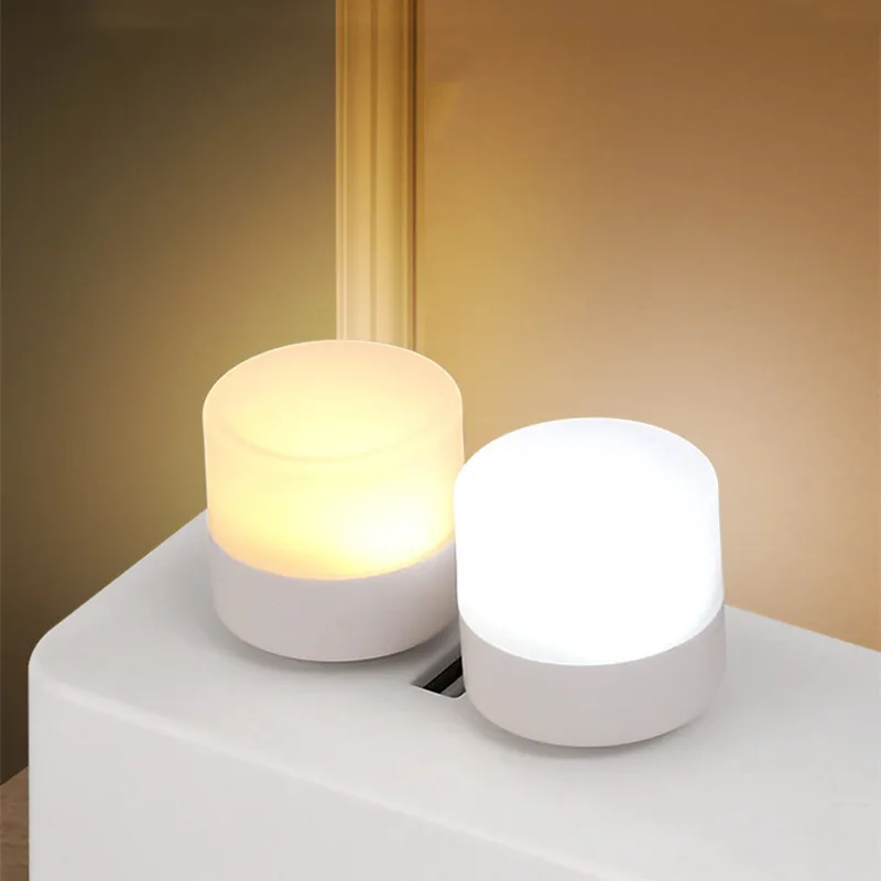 Night Light USB Night Light Mini LED Night Light USB Plug Lamp Power Bank Charging Book Lights Small Round Reading Eye Protection Lamps