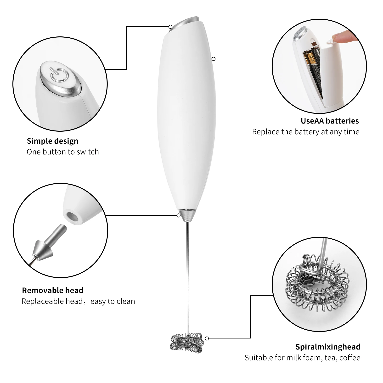 1PC Electric Egg Beater Milk Frother Wireless Handheld Coffee Cappuccino Frother Household Mini Whisk Mixer 5