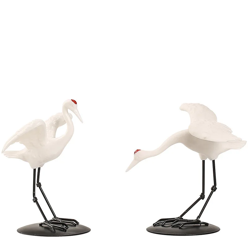 Creative Crane Statue for Living Room, Desktop Decoration,Animal Figurines, Ceramic Crafts,Indoor Wine Rack,Showcase,Home Deco