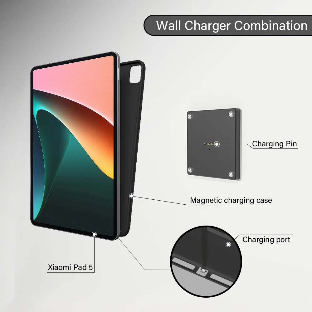 Magnetic Wall Mount with Charging Case for xiaomi pad 7/7proUpgraded 18W Quick Charge Strong Magnets  in-Wall emonita 5