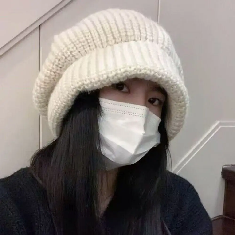 Fashion ​Large Size Winter Hats Thickened Ear Protection Beanie Caps Cute Outdoor Knitted Hat for Men Women
