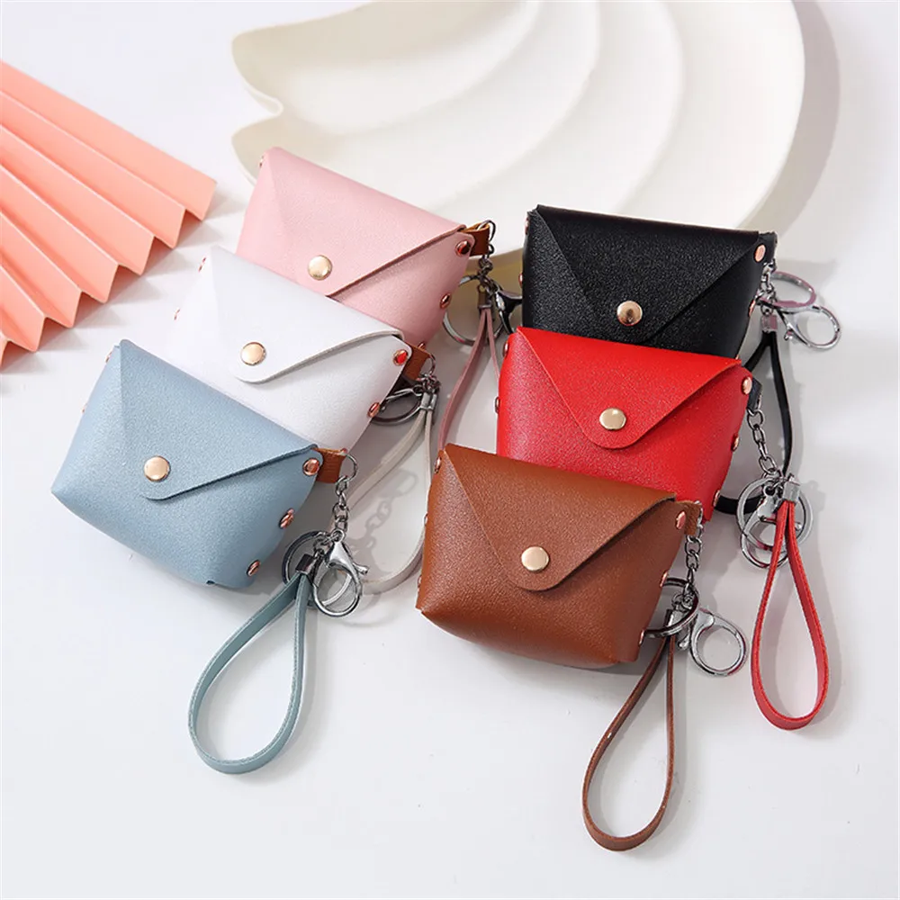 Simple Fashion PU Leather Coin Purse Women Buckle Ultra-thin Mini Change  Purses Keychain Wallets Card Holder Pouch Small Wallet - AliExpress