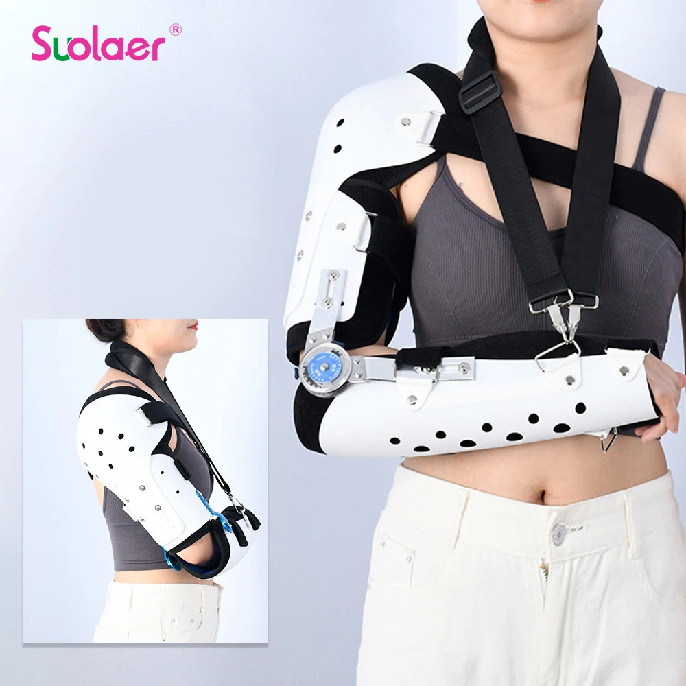 

New Adjustable Hinged Elbow Brace, Adjustable Post Op Elbow Brace with Strap for Support Post Op Injury Recovery Left Right Arm