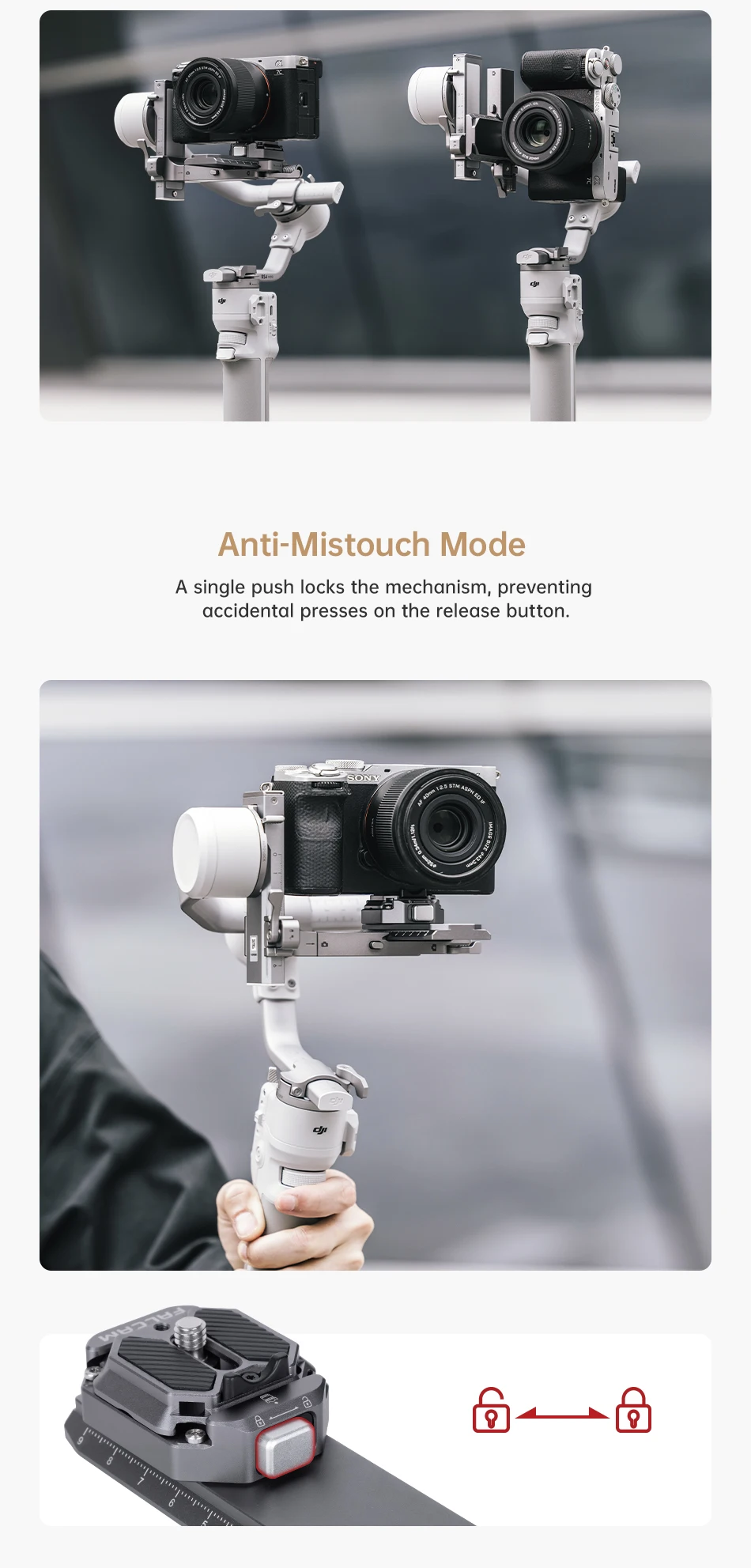 F22 F38 Quick Release Plate Kit for DJI RS4 Mini Quick Switching Between Stabili