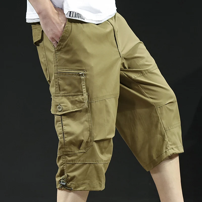 Men's Cargo Shorts Summer Below Knee Thin Cotton Casual Sports Fashion Brand Street Jogging Camouflage Y2K Breeches with Belt