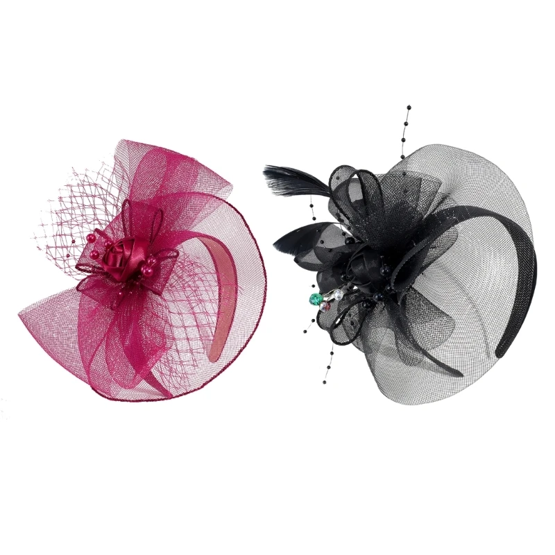 

Women Fascinator Headband Cocktail Headband Mesh Feather Headband Feather Fascinator Headband Tea Party Headband Dropship