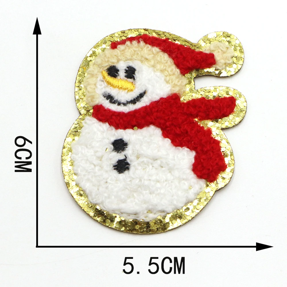 1pc neue Weihnachten Eisen auf Chenille Patches Glitzer Rand DIY Kleidung Applikation für T-Shirt Jeans Hut DIY Handwerk liefert Aufkleber – Detail 12