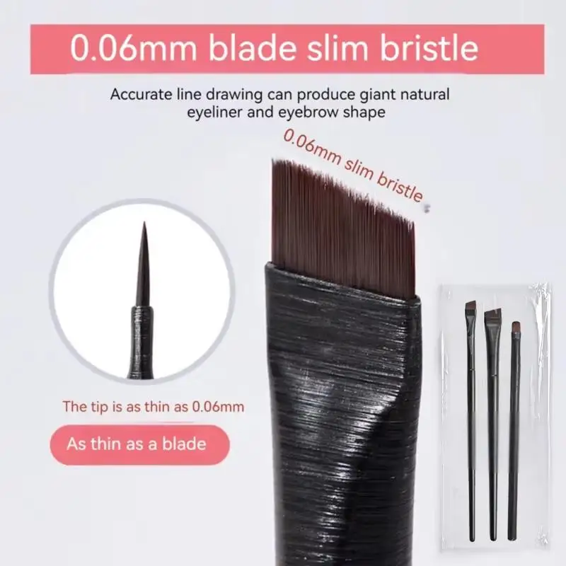 Makeup Brush Set 3PCS Eyeliner Eyebrow Contour Makeup Brush Soft Fiber Comfortable Grip