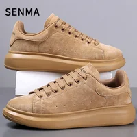 SENMA Genuine Leather Couple Skateboarding Shoes Men's and Women's Versatile Casual Shoes Thick Bottom Sports Shoes Men Sneakers