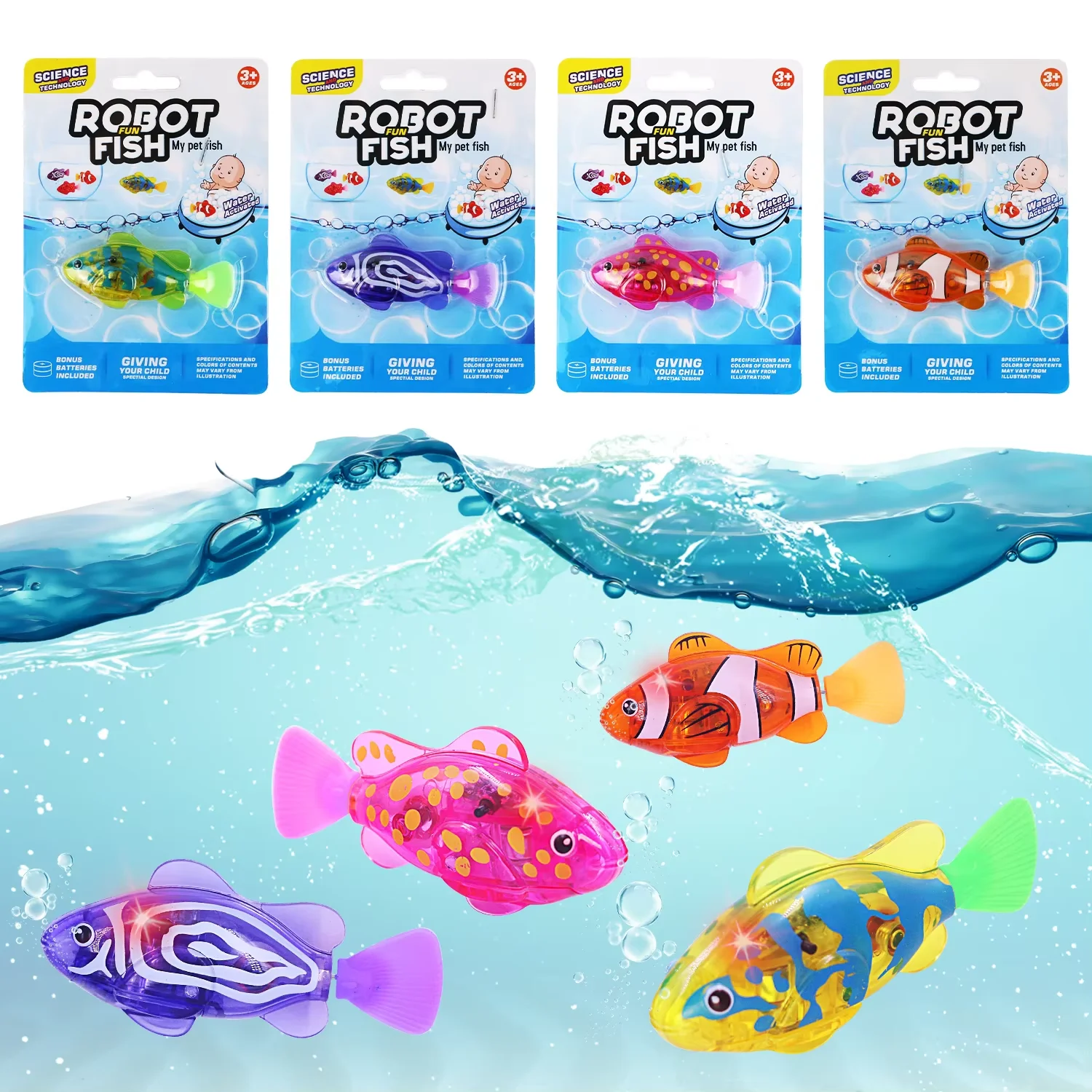 InteractiveRobotFishToysforCat/Dog,ActivatedSwimminginWaterwithLEDLight,SwimmingBathPlasticFishToyGift-AliExpress