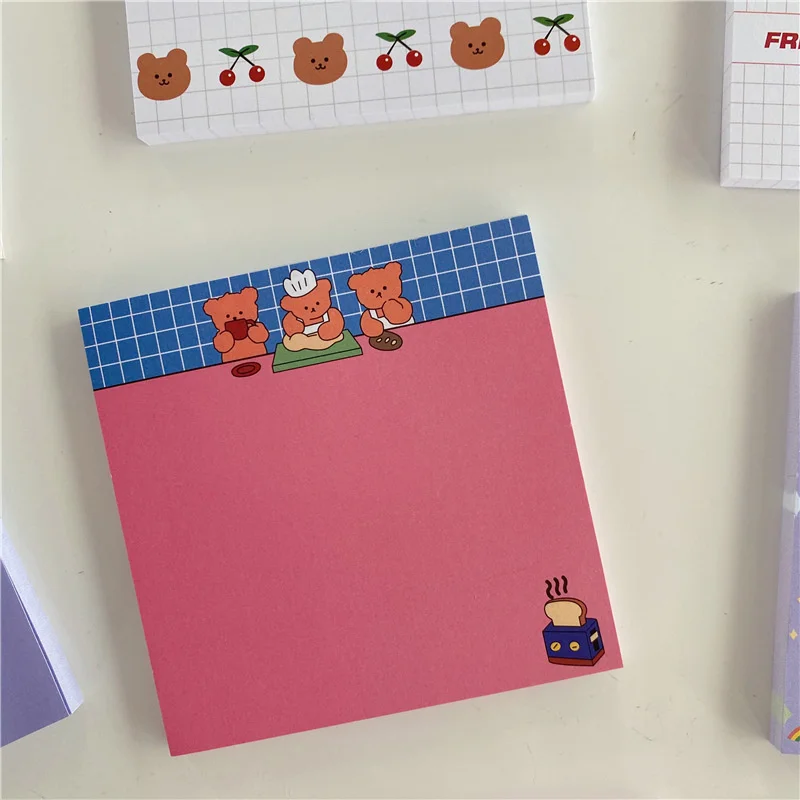 50 Sheets Korea Paper Joy Bear Planner Sticky Notes Kawaii Stationery Cute Memo Pad Notepad Office Leave Message Office Supplies