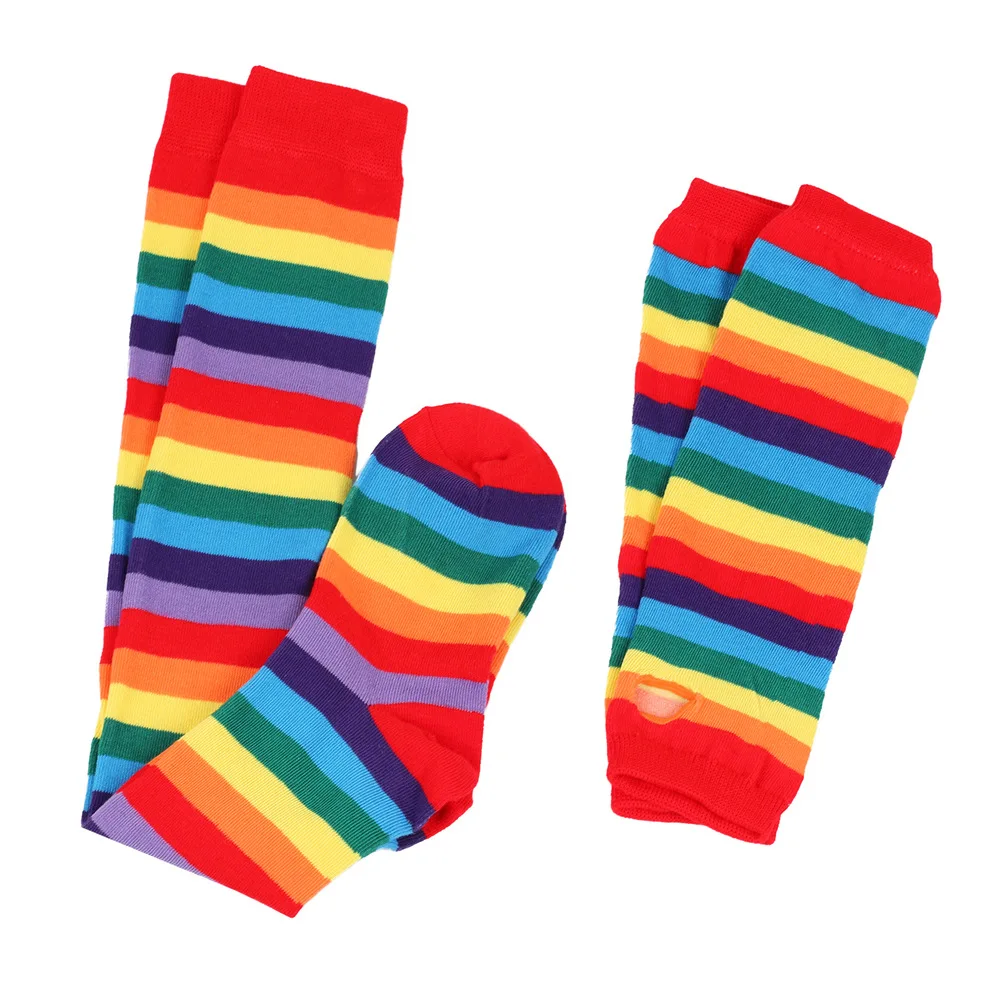 Calzini Alti Coscia Arcobaleno A Strisce – Sopra Ginocchio, Colorati, Elastico, Per Halloween, Natale, Cosplay – Taglia Unica Donna 6-11 US - 3