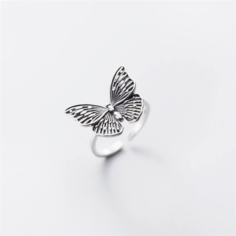 WYEAIIR 925 Sterling Silver Retro Hollow Butterfly Creativity Literature Resizable Opening Ring For Women Luxury Jewelry 5