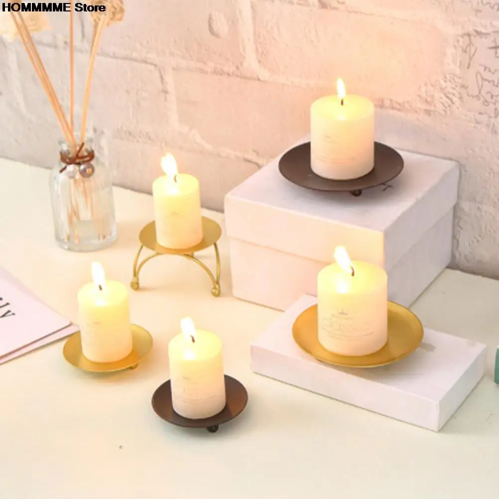 Iron Plate Candle Holder 6 STYLES Gold Black Decorative Iron Pillar Candlestick for LED&Wax Candles Wedding Party Festival candle holders