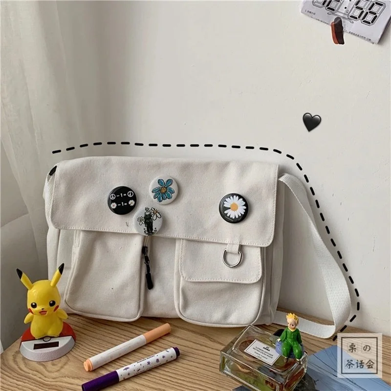 Women Men Messenger Bag Canvas Crossbody Bag Korean : kpopita