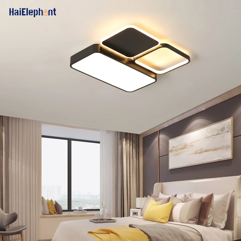 

Modern Black White LED Chandelier Lights For Bedroom Study Living Room Indoor Lighting Luminaire Fixtures Deco Lamps Dimmable