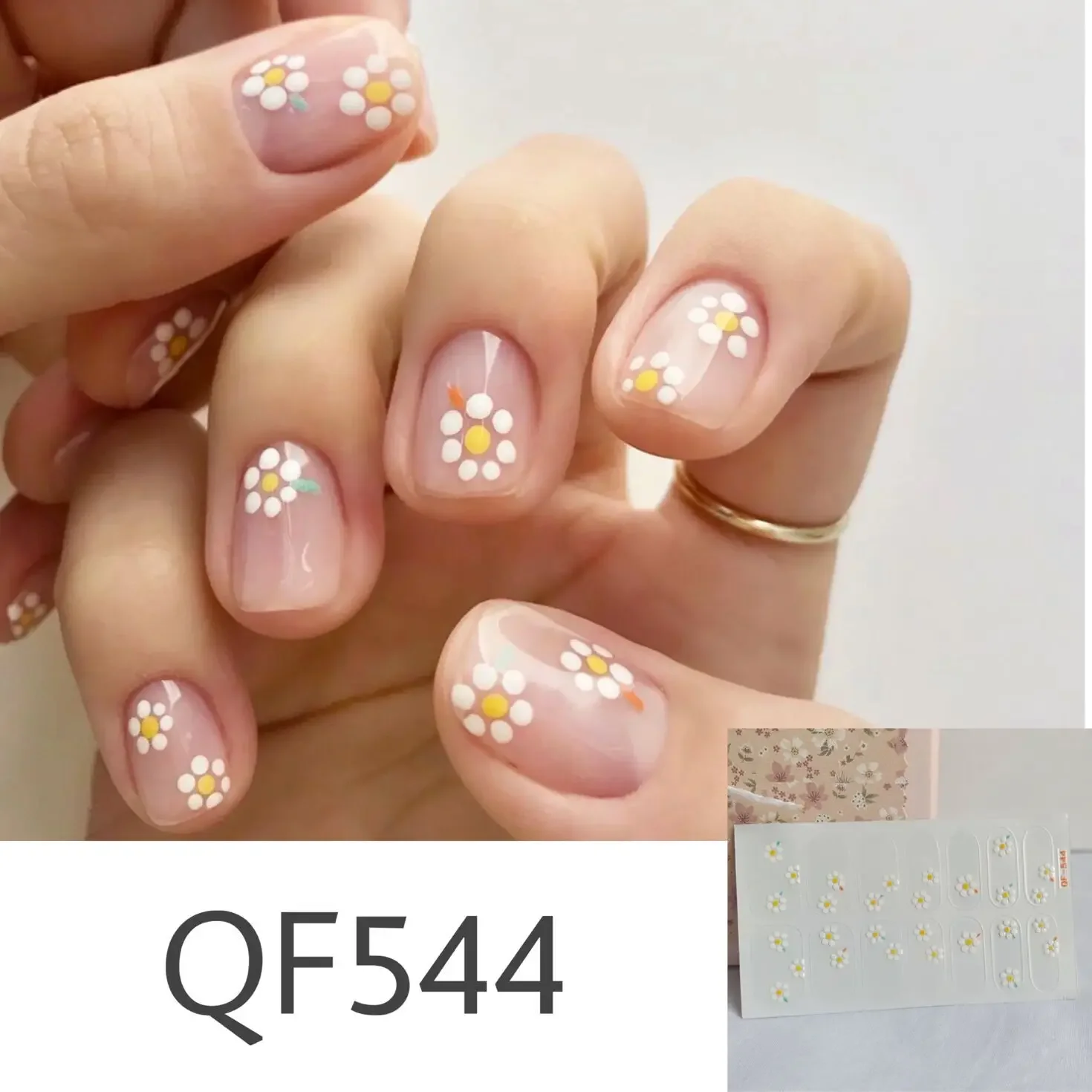 14Stickers/Sheet Graffiti Style Nail Stickers Daisy Polka Dot Line Design DIY Nail Stickers Full Cover Waterproof Suitable Girls