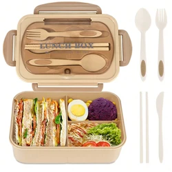 Versatile Adult Lunch Bento Box with 4 Compartments - 1200ml (Khaki)