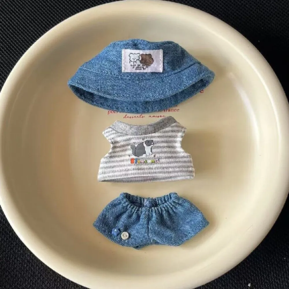 1 set Striped T-shirt 10/20cm Cotton Doll Clothes Summer Set Cartoon Pattern 20cm Cotton Doll's Clothes Outfit Fashion