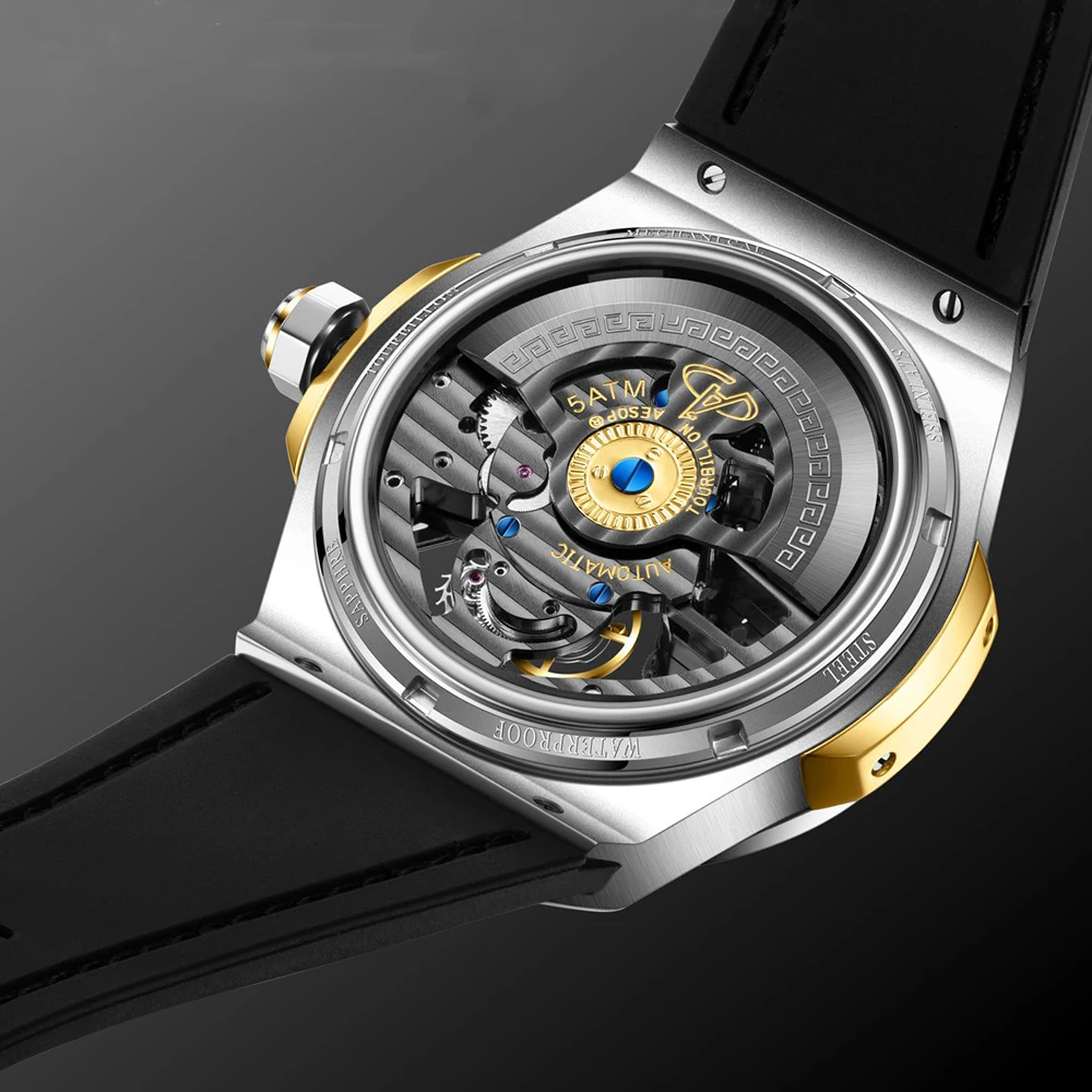 AESOP Flying Tourbillon Watch for Men Skeleton Automatic Tourbillon Movement Mechanical Wrist Watches Mens Fashion Sapphire