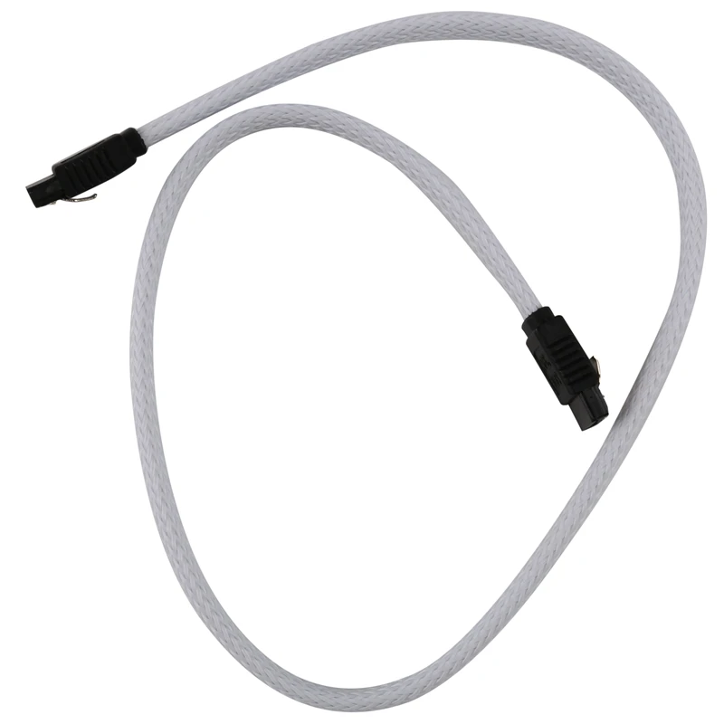 50CM SATA 3.0 III SATA3 7pin Data Cable 6Gb/s SSD Cables HDD Hard Disk Data Cord with Nylon Sleeved Premium Version(White) 1