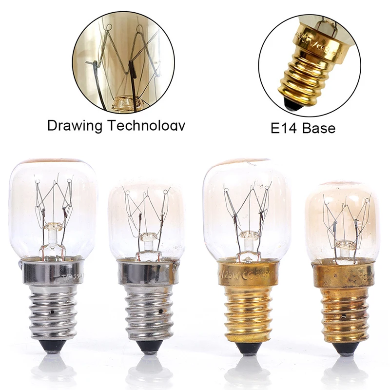High Temperature Bulb 15W 25W E14 300 Degree Microwave Oven Light Bulbs Tungsten Filament Steamer Lamp Bulbs Salt Light Bulb halogen bulb