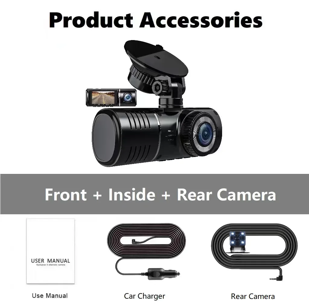 Caméra de tableau de bord pour voiture, 1080P HD, Prada Cam, moniteur de  stationnement 24h, DVR pour voiture, avant et arrière, 3 Dvrs - AliExpress