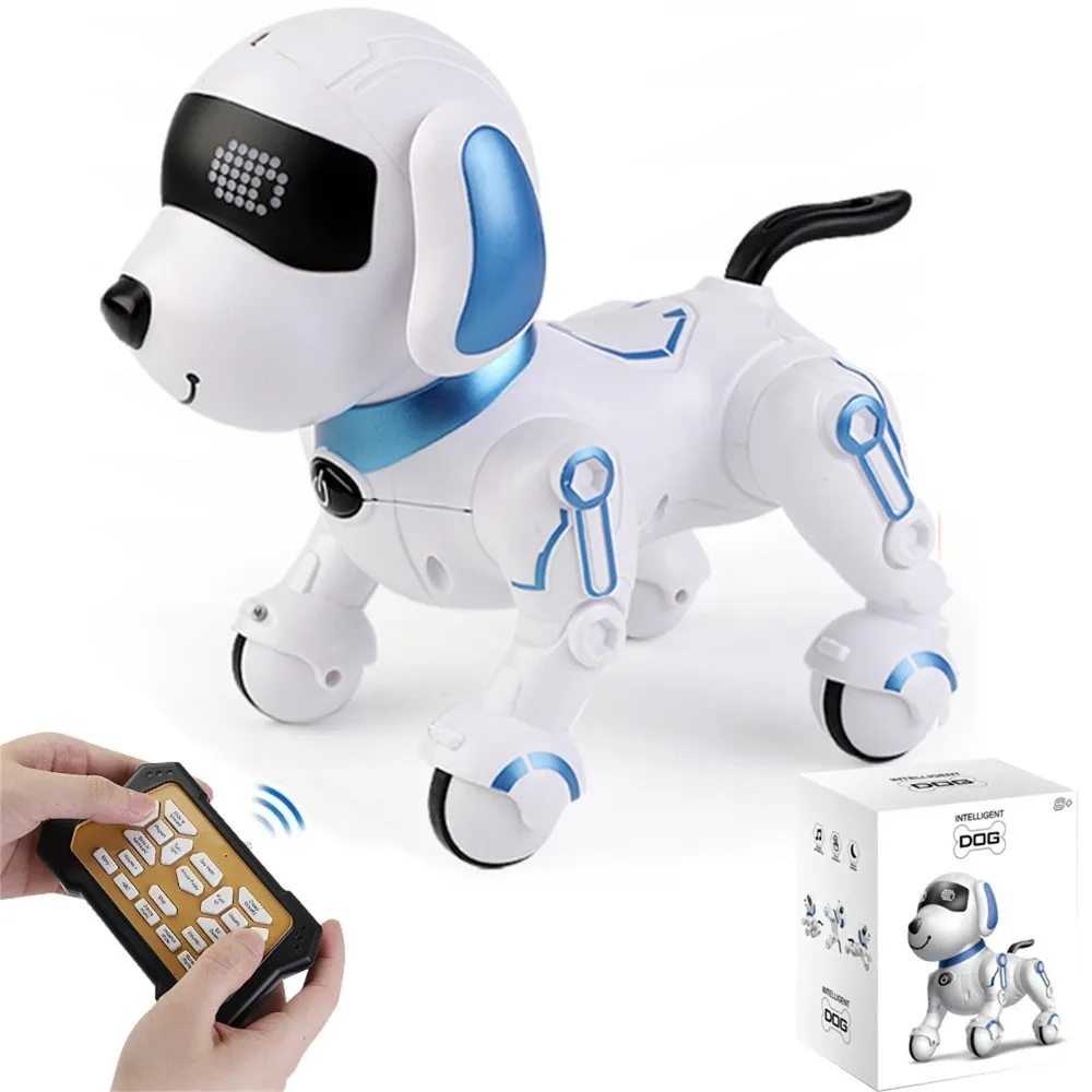 Nuovo con suono LED occhi telecomando robot giocattolo per cani interazione tattile animali elettronici intelligenti giocattoli robot cani azione