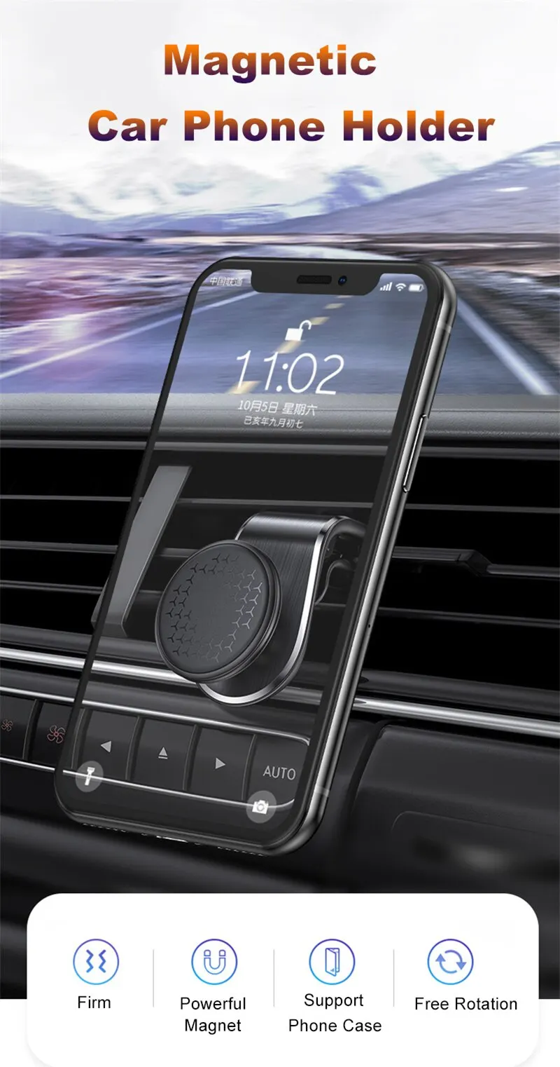 Magnetic Car Phone Holder Stand Air Vent Magnet Car Mount GPS Smartphone Mobile Support