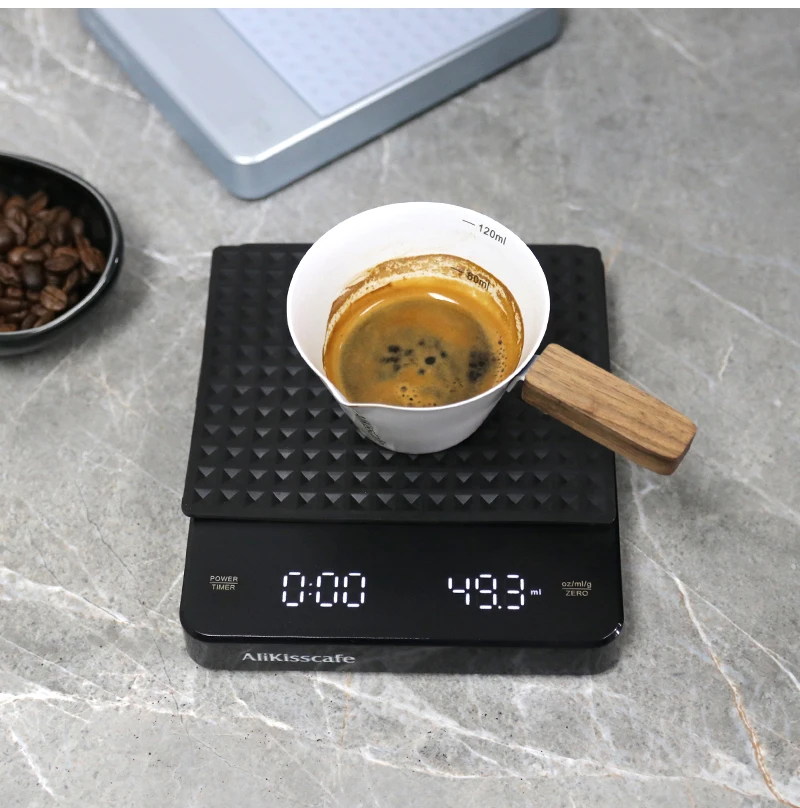 AliKisscafe Kaffeewaage mit Timer, digital, wiederaufladbar, 0,1 g, hochpräzise Barista-Zubehör, Werkzeuge, Küchenmesswaage – Detail 11