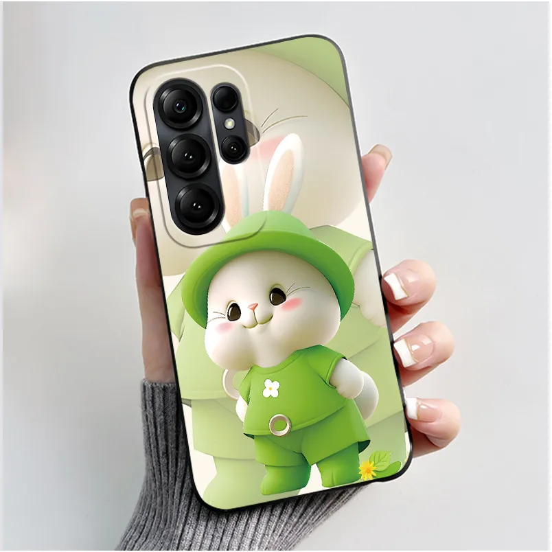 Luxury Cute Love Heart Rabbit Cartoon Funny Black TPU Soft Silicone Protective Phone Case