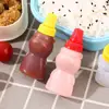 2pcs/Set Cute Mini Bear Seasoning Bottle Squeeze Sauce Bottle Sauce Small Containers Bottles Mustard Honey Ketchup Bottle Suit 3