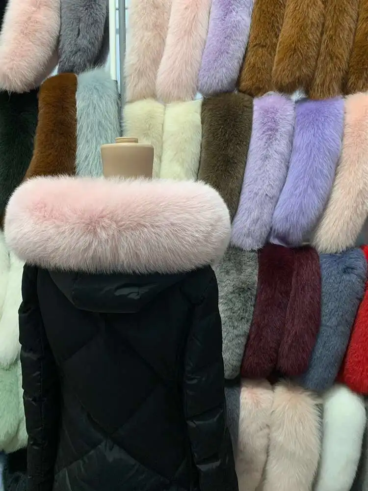 Echt Fox Pelz Kragen Frauen Winter Natürliche Pelz Schal Schals Für Damen Männer Luxus Warme Flauschigen Fell Kapuze Trim Dekore Für Mantel Jacke – Detail 7