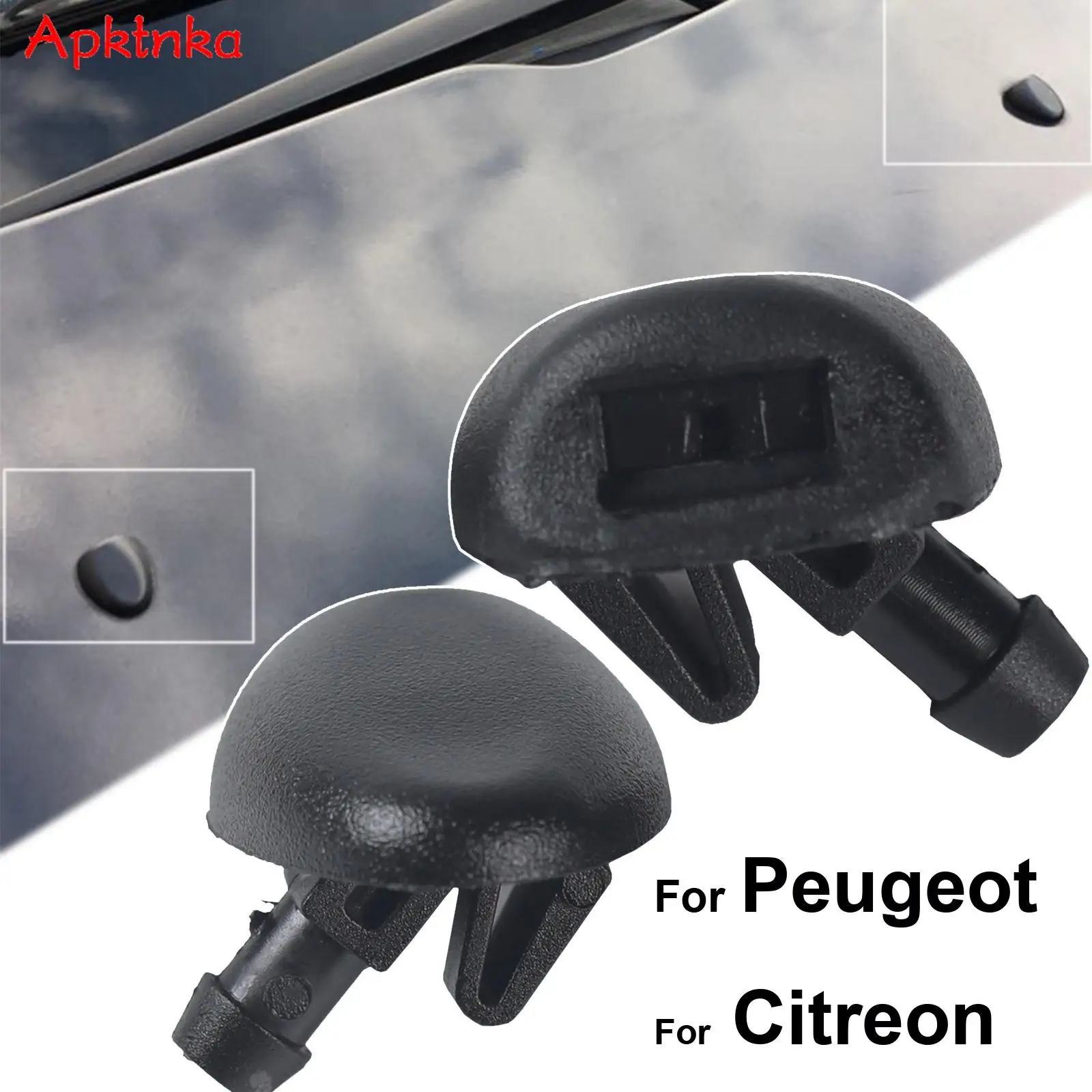 Apktnka 2 Pz/Set Tergicristallo Anteriore Rondella D'Acqua Ugello A Getto Per Peugeot 407 206 1998 1999 2000 2001 2002 2003 2004 2005 2006