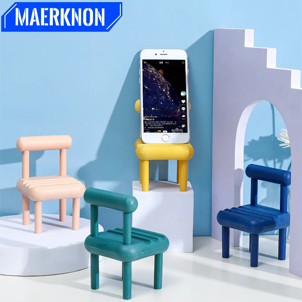 

Mini Chair Mobile Phone Holder CellPhone Stand Adjustable For iPhone Xiaomi Huawei Samsung 4 Color Cute Colorful Bracket Desktop
