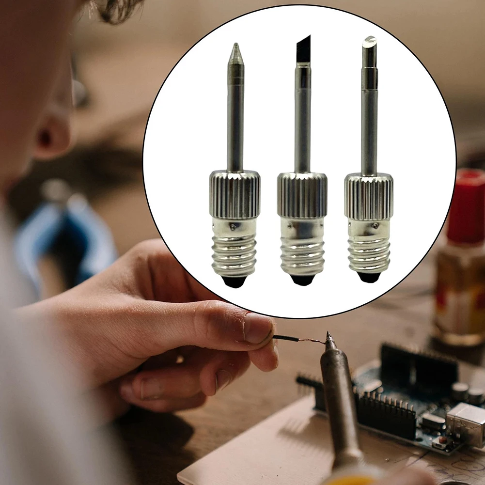 

Soldering Iron Tips Corrosion Resistant Replaceable E10 Needle Tips Cordless Threaded Steel Solder For Indoor Outdoor Repair