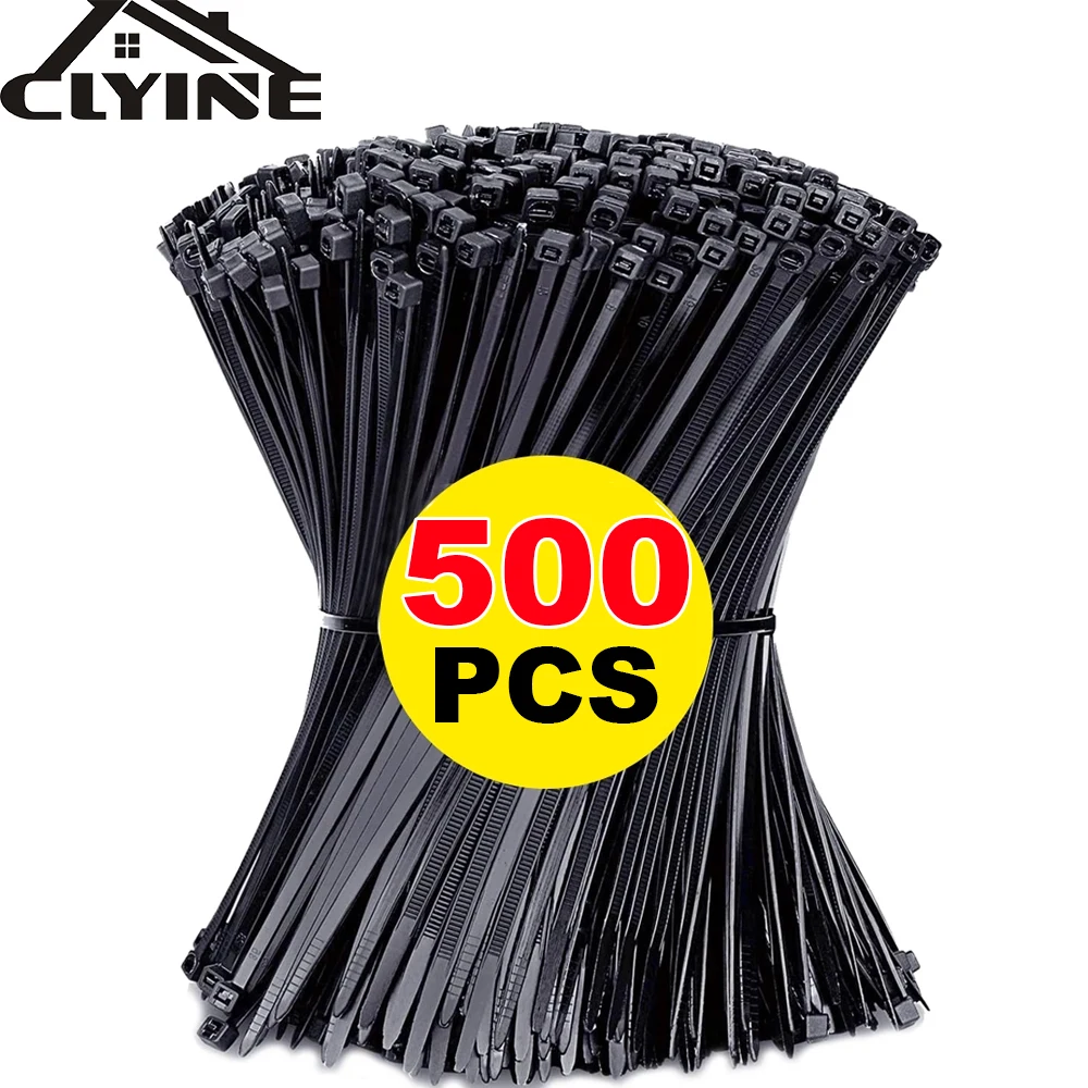 

500pcs Self Locking Nylon Cable Ties Detachable Cord Straps Adjustable Fastening Loop Tie Cables Zip Bundle Ties for Home Office