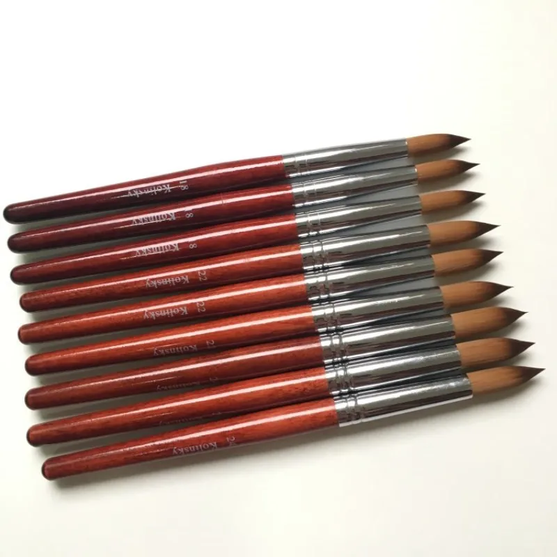 1PCS 100% Kolinsky Sable Acrylic Nail Art Brush No. 10#12#14#16#18#20#22#24 UV Gel Carving Pen Liquid Powder DIY Nails Drawing 5