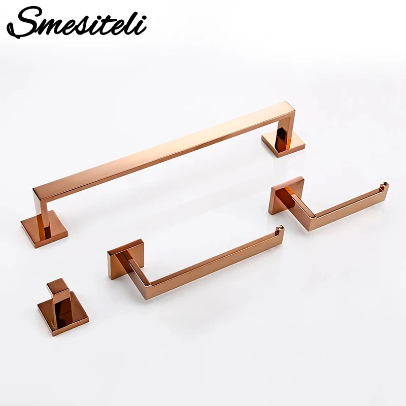 Bathroom Hardware Accessories Bathroom Hardware Set Rose Gold Bathroom Accessories Set Wall Mount Shelf Toilet Bath Hardware Paper Holder Towel Bar Rack Rail Rod Robe Hook Hanger