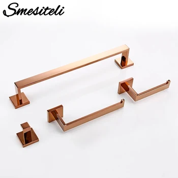 로즈 골드 욕실 액세서리 세트 벽걸이 선반, 화장실 욕실 하드웨어, 종이 홀더, 수건 바 랙, 레일 막대, 로브 후크 행거