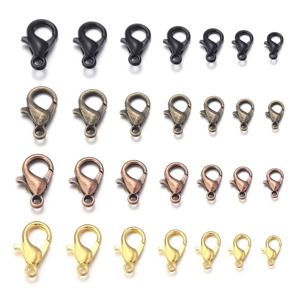 Hochwertige Karabinerverschlüsse aus Metall, vergoldet, versilbert, für Schmuckherstellung, DIY-Armbänder, Halsketten, Haken, Kettenverschluss-Zubehör