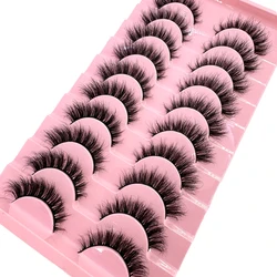 Natural Look Faux Mink Eyelashes - Handmade 3D Curly Eyelash Set (10 Pairs) (10Pairs 9 - 6)